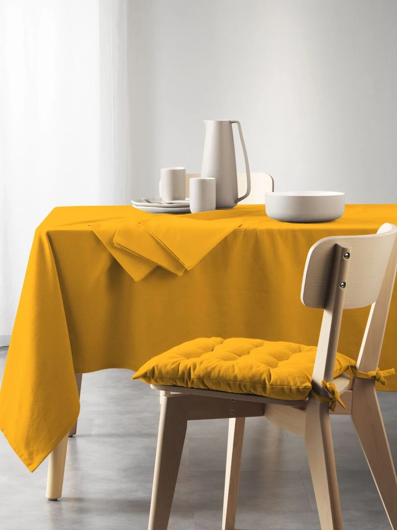 Nappe rectangle coton recycle 140 x 240 cm Grand mistral moutarde Jaune