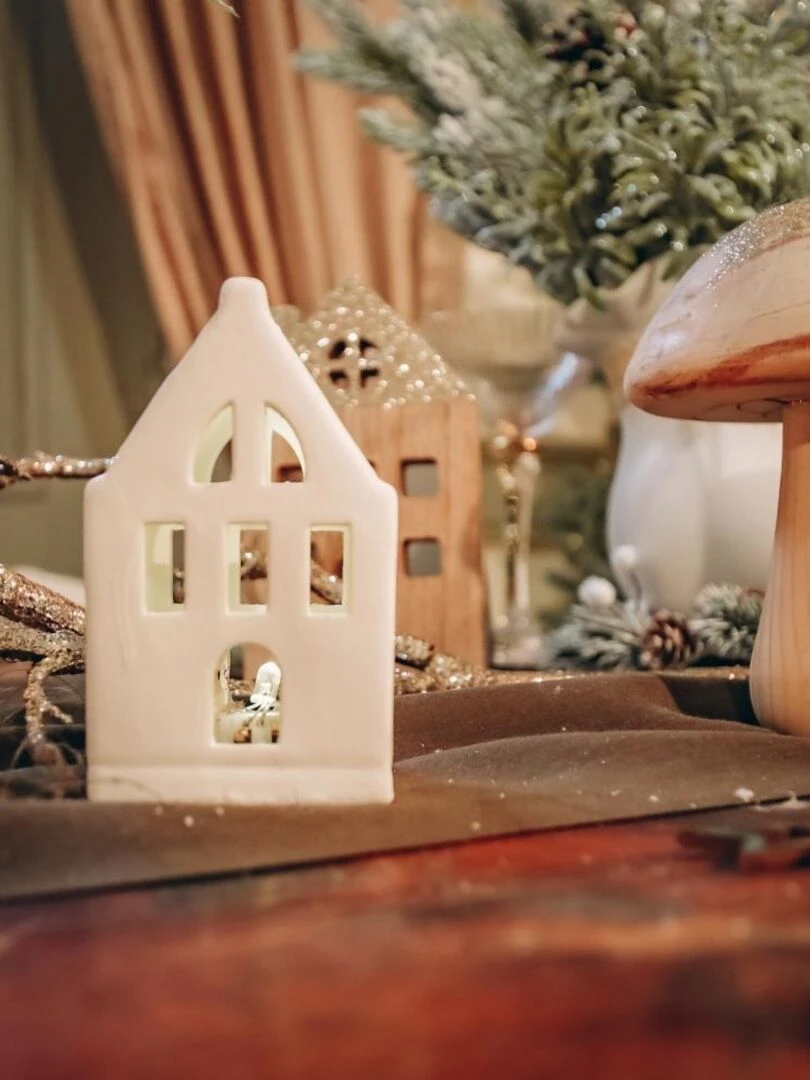 Maisonnette en céramique à LED   Blanc