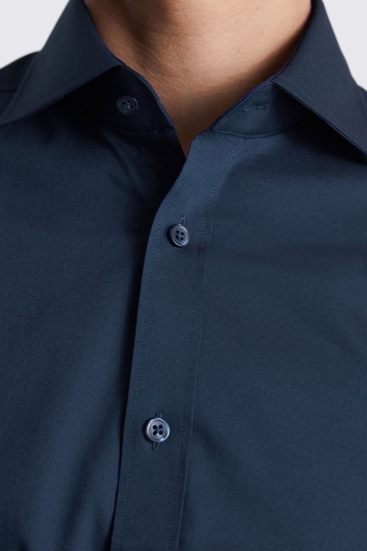 Tailored Fit Dark Blue Stretch Shirt Buy Online at Moss