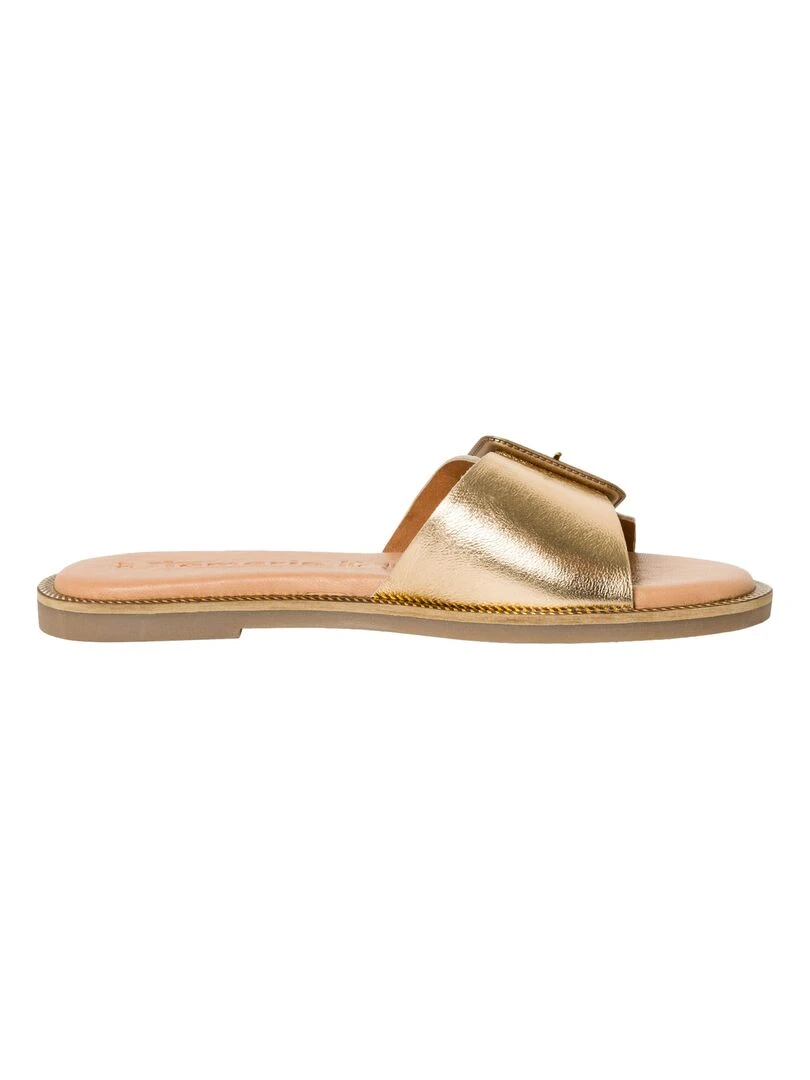 Sandale Plate Cuir Tamaris Gris clair