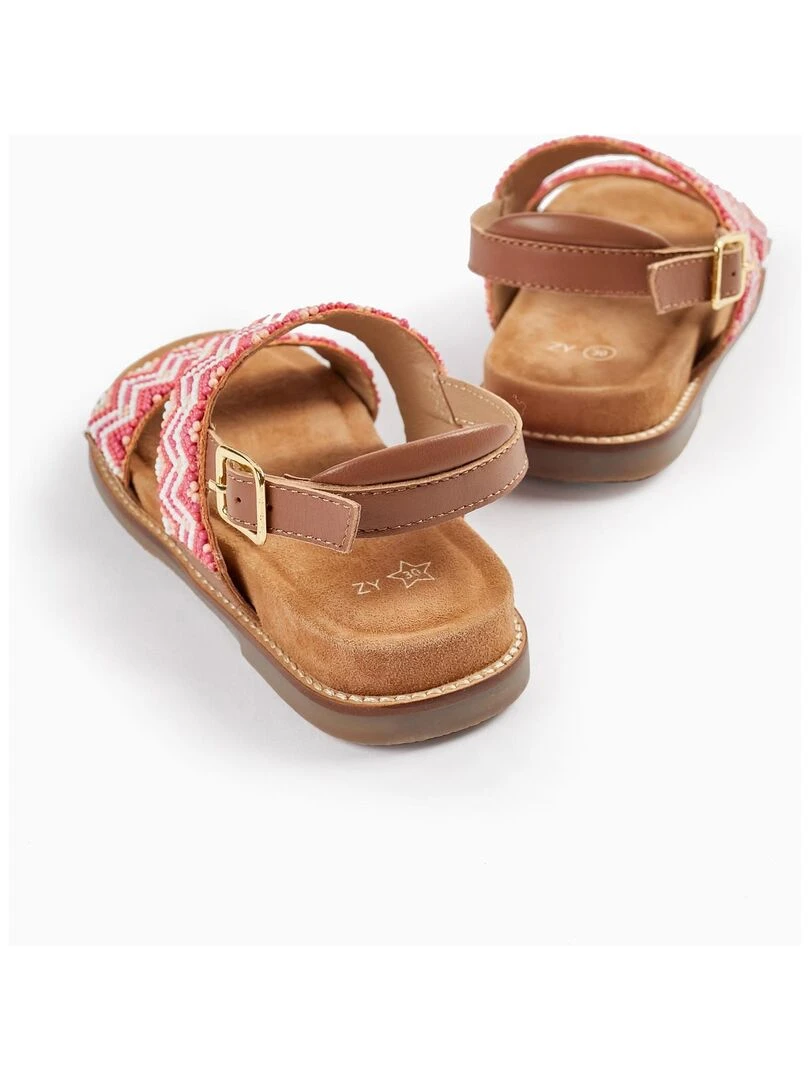 Sandales en cuir avec perles pour fille  SICILIAN DAYS   Vert clair