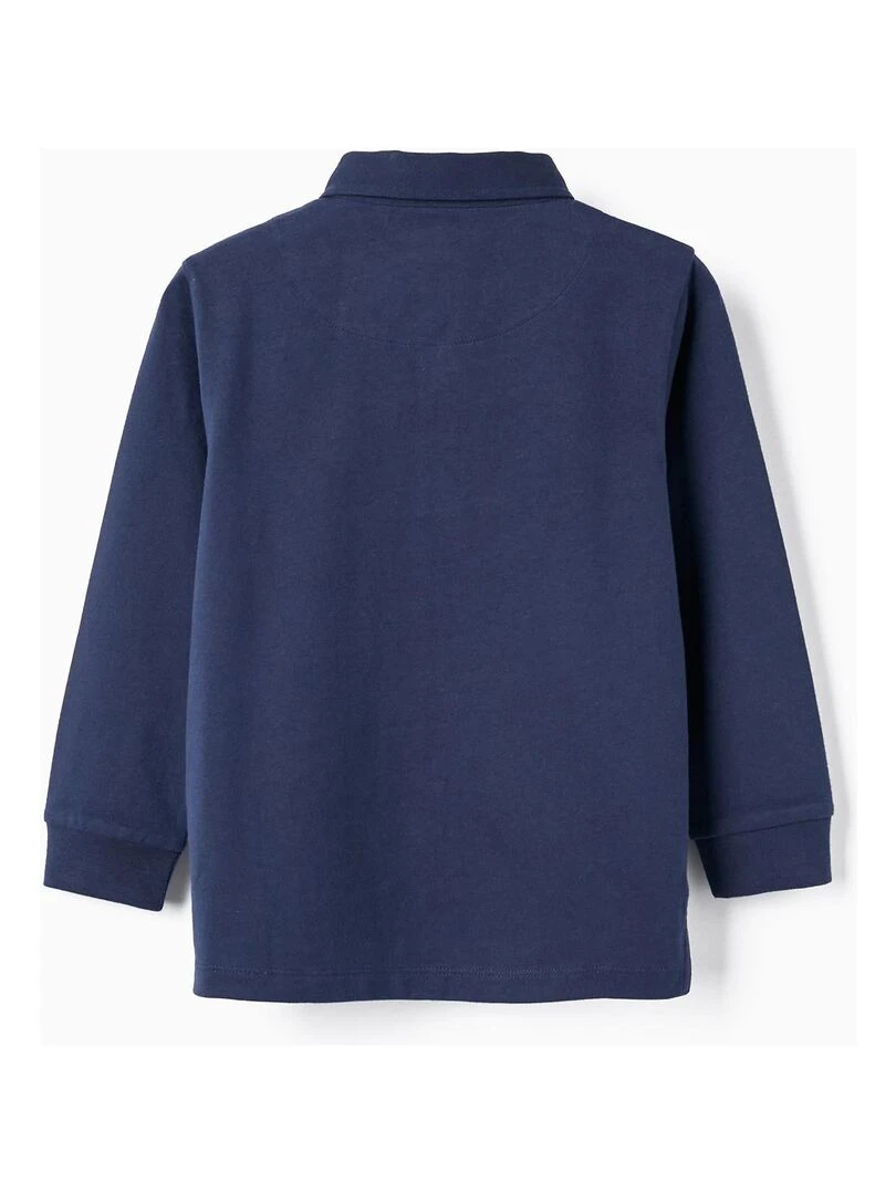 T shirt à manches longues en coton pour garçon manches longues Bleu foncé