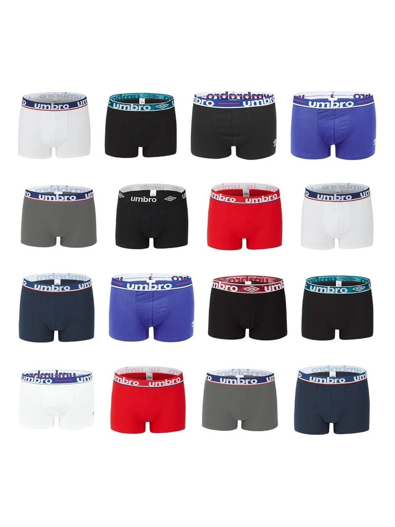 Pack Surprise de 5 Boxers homme 100% Coton Umbro Bleu