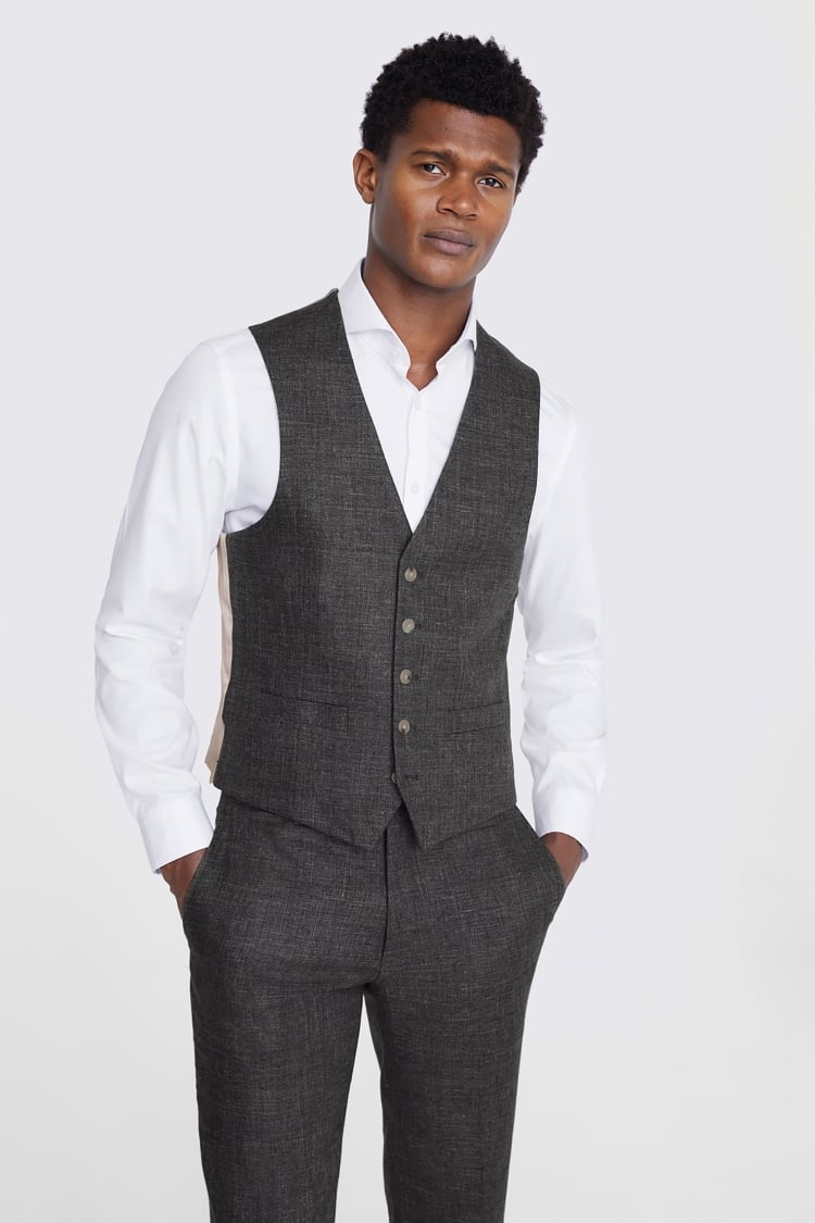 Tailored Fit Khaki Linen Waistcoat Buy Online at Moss