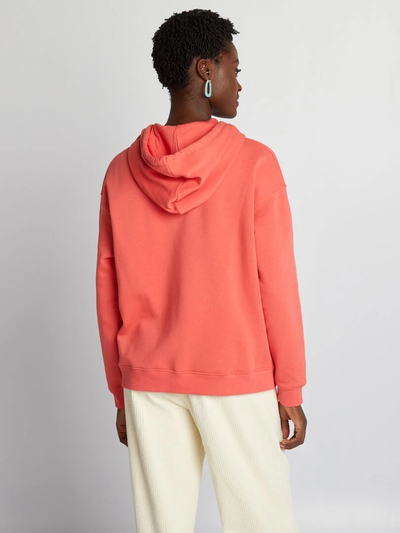 Sweat à capuche en molleton uni   Orange