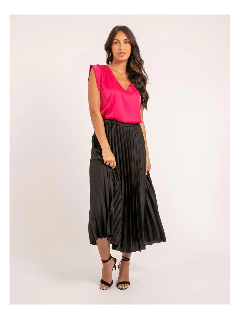 Jupe longue satin plissée XYMMA   Noir