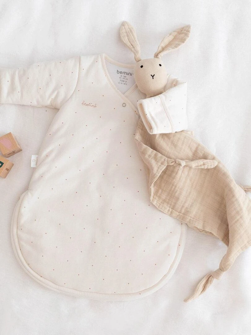 Bemini Gigoteuse  avec moufles Pady jersey et jersey   Ecru