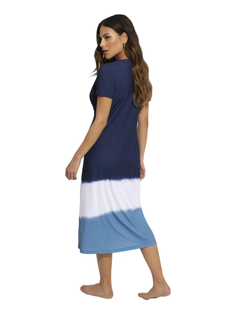 Robe longue estivale manches courtes Complementos Bleu marine