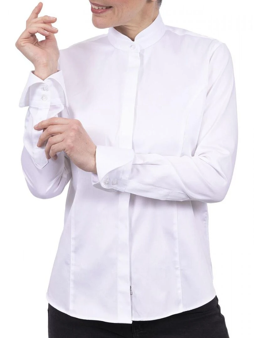 Chemise femme col mao CELIA   Blanc