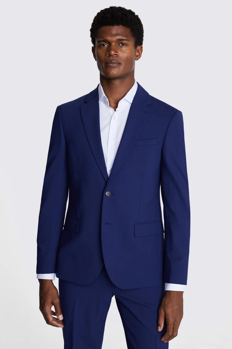 Regular Fit Blue Birdseye Trousers   Buy Online at Moss