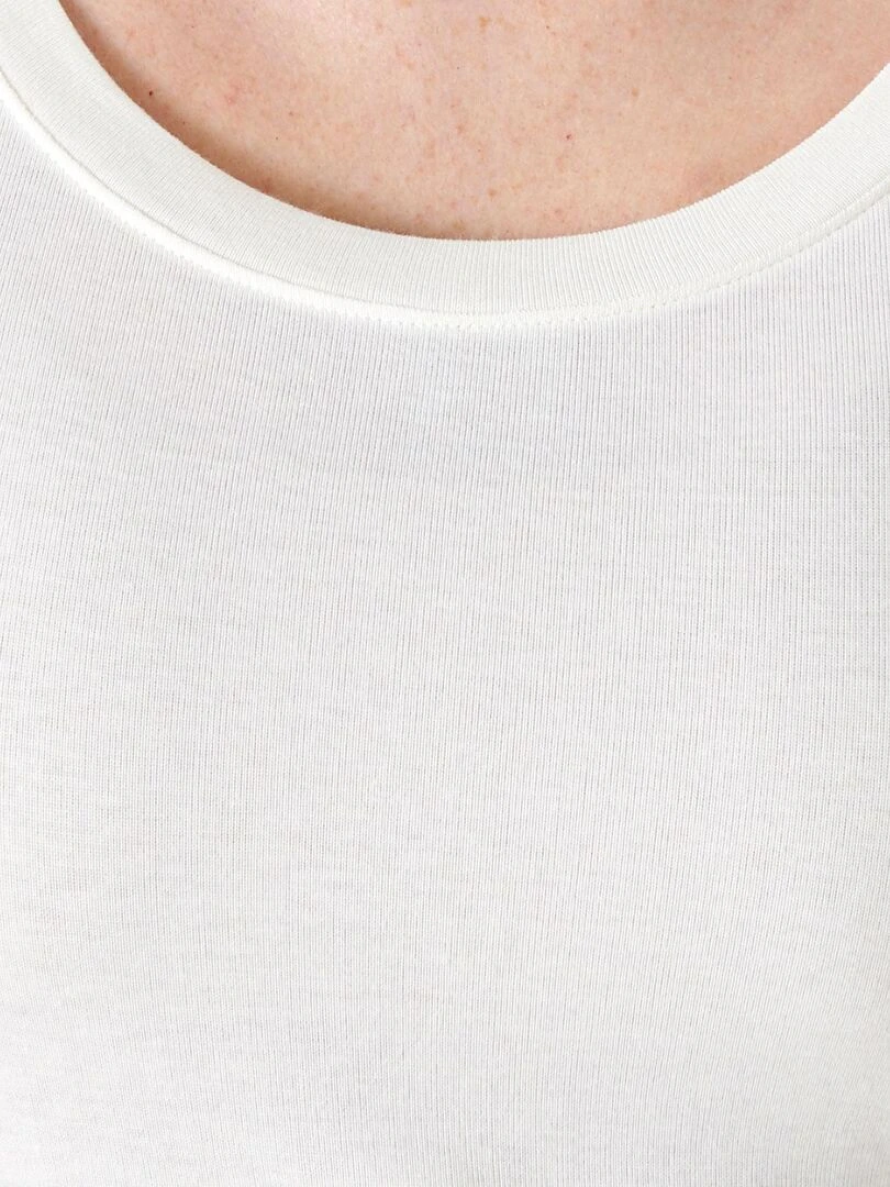 T shirt fine côte Thermolactyl Sensitive  encolure dégagée   Damart   Blanc cassé