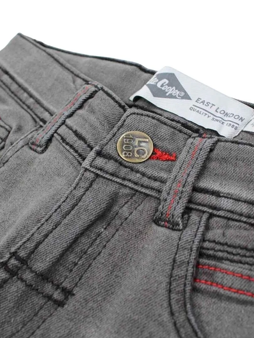 Lee Cooper   Bermuda garçon imprimé logo en coton   Gris