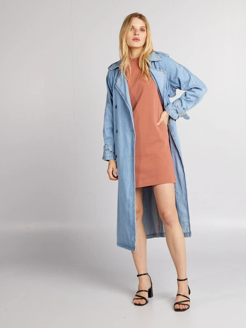 Robe courte côtelée et sans manches Rose