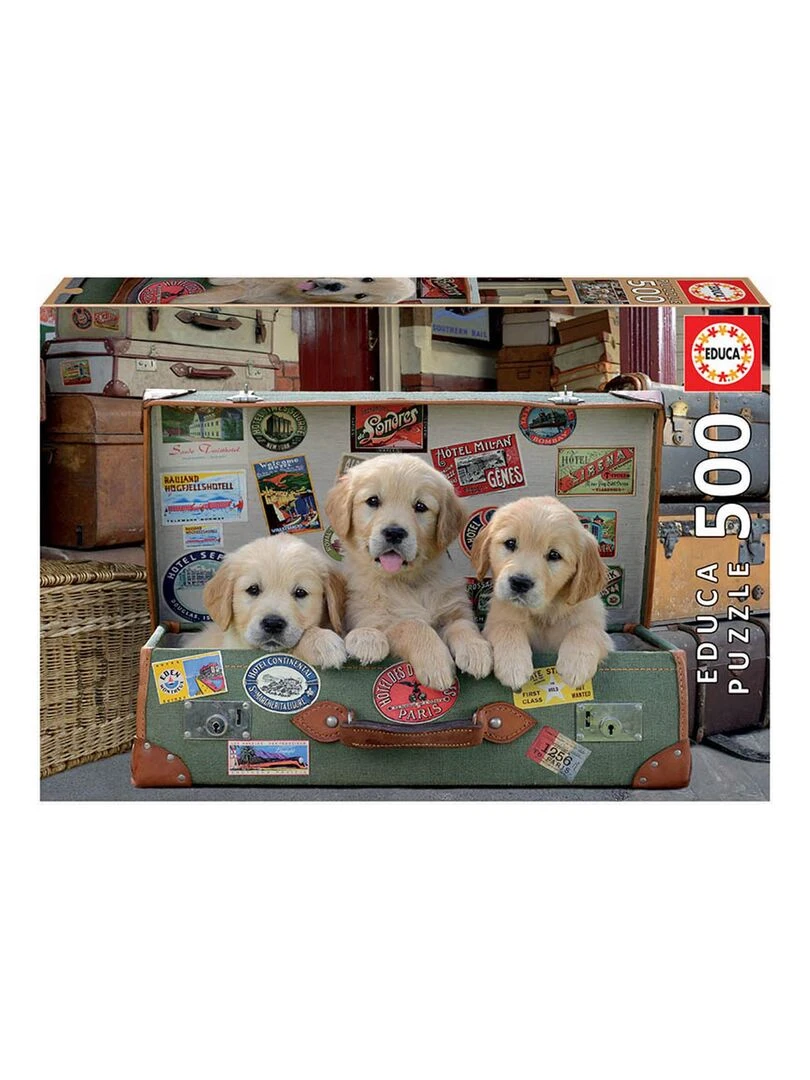 Puzzle 500 pièces : Des chiots dans les bagages N/A