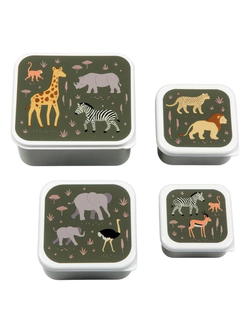 Lot de 4 boîtes à goûter Savane Gris