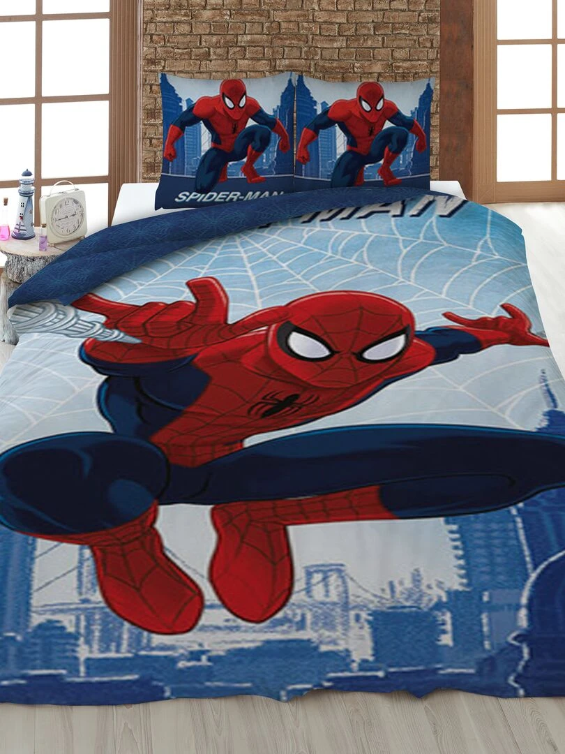 Parure de lit 'Spider Man' 1 personne bleu/rouge