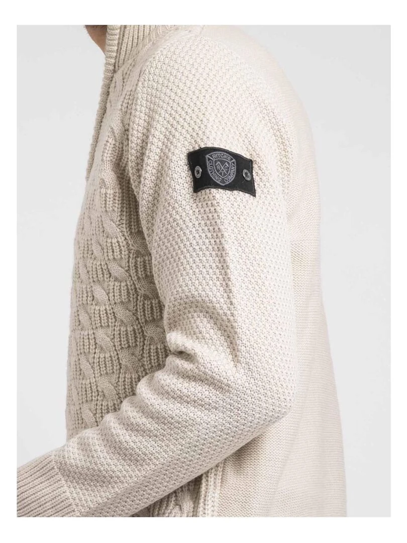 Pull col montant zippé LUSTANG   Beige