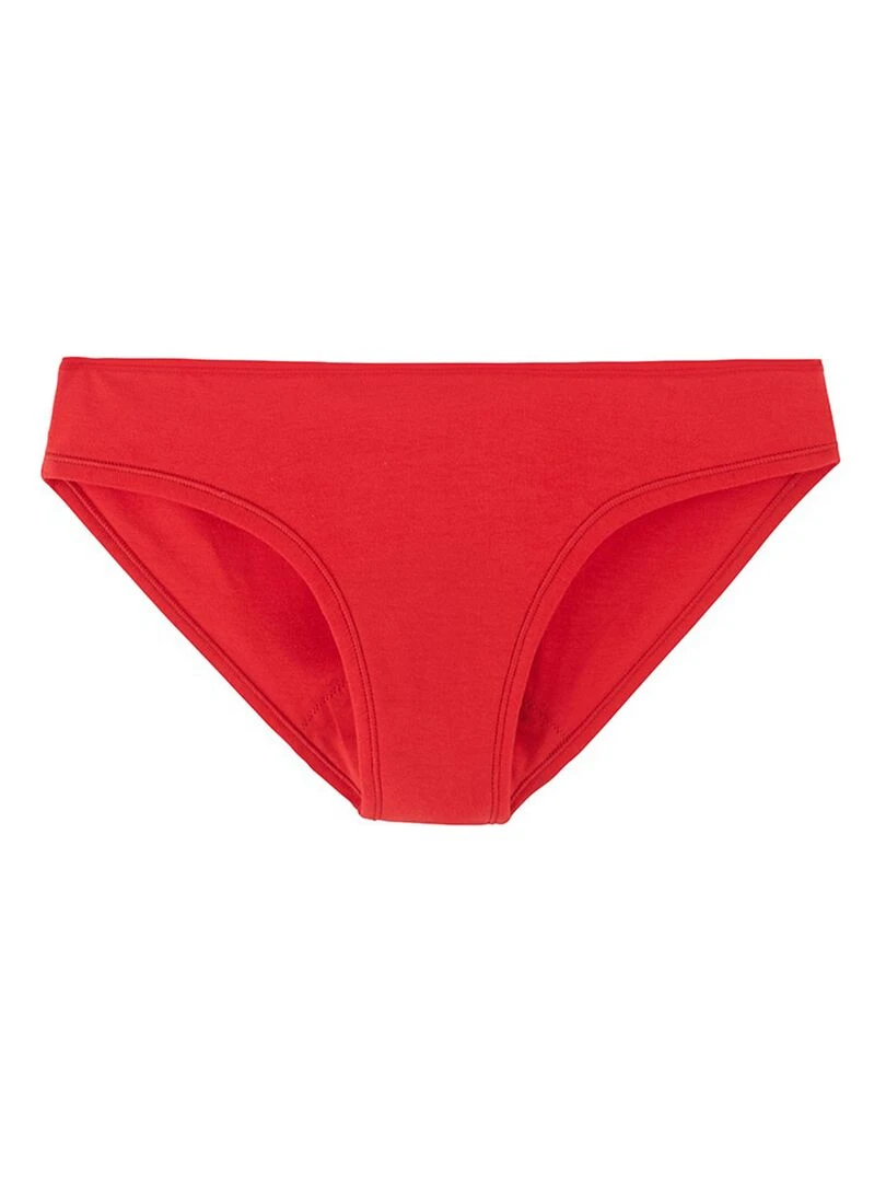 Culotte menstruelle 1ères règles flux léger à moyen en coton bio Rouge