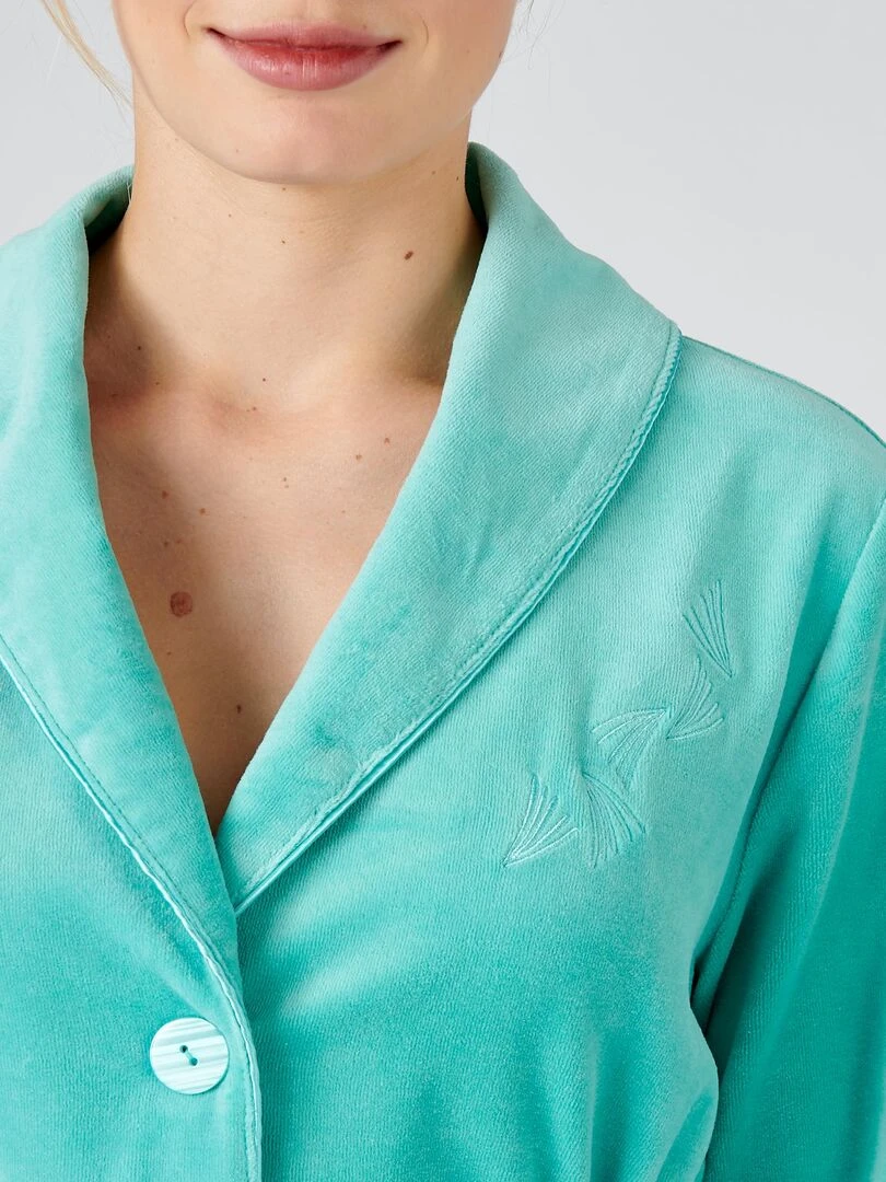 Robe de chambre maille velours Damart Bleu polaire
