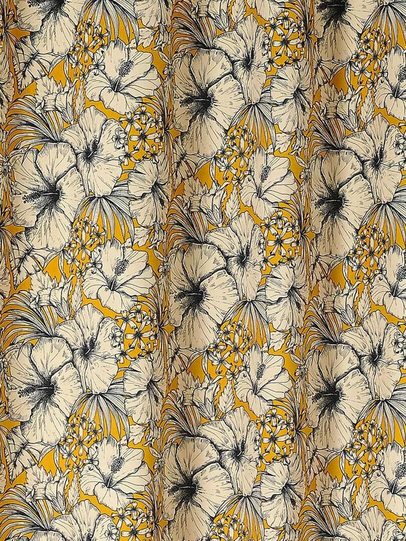 Rideau à motif floral   Jaune