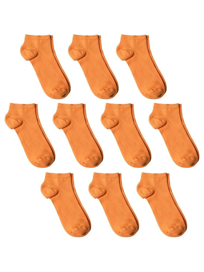 Socquettes Coton Prémium   Lot 10 Paires   Fabrication UE   Orange