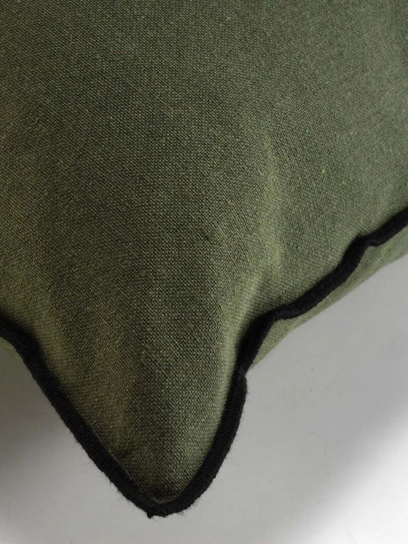 Coussin avec surjet en coton recyclé Vert olive