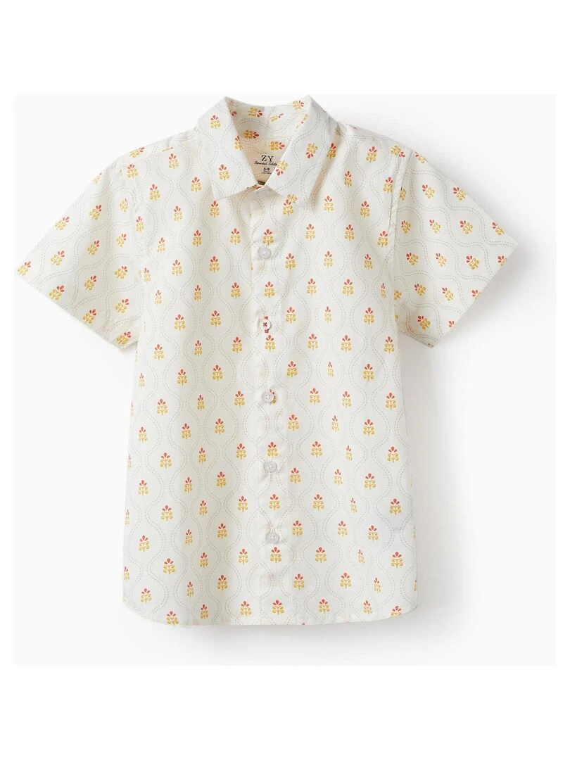 Chemise à manches courtes en coton pour garçon manches courtes CÉRÉMONIE Blanc