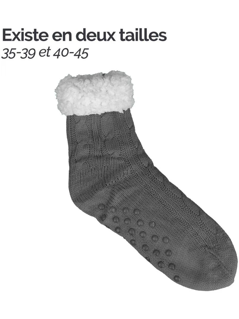 Paire de chaussettes chaussons polaires mixtes Taille 40 45 Vivezen Gris