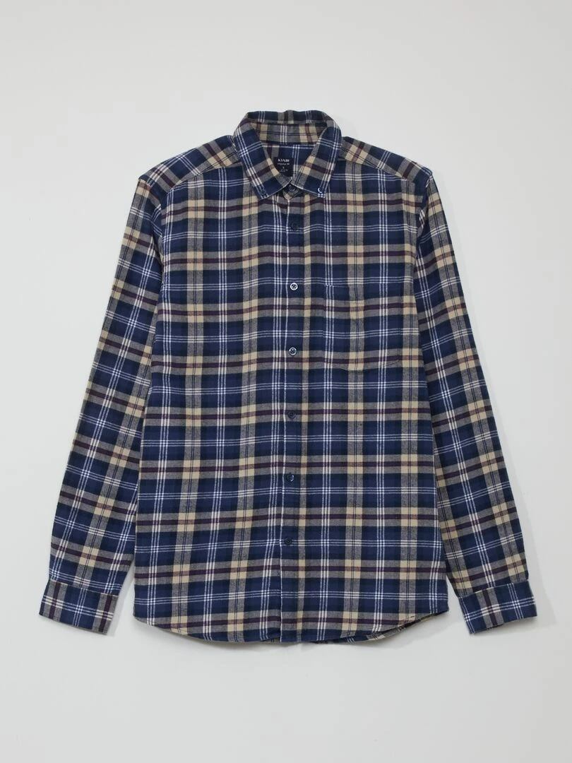 Chemise en flanelle à carreaux Bleu/beige/rouge