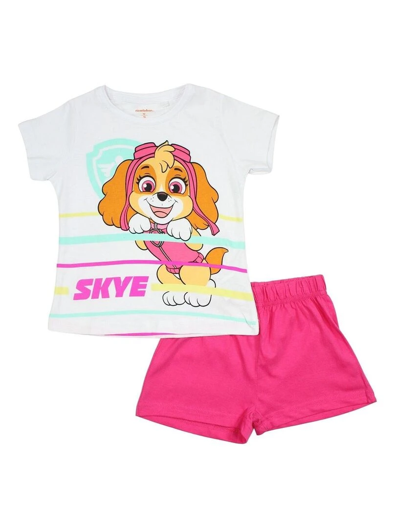 Paw Patrol Ensemble T shirt short fille Imprimé La Pat' Patrouille Rose fushia