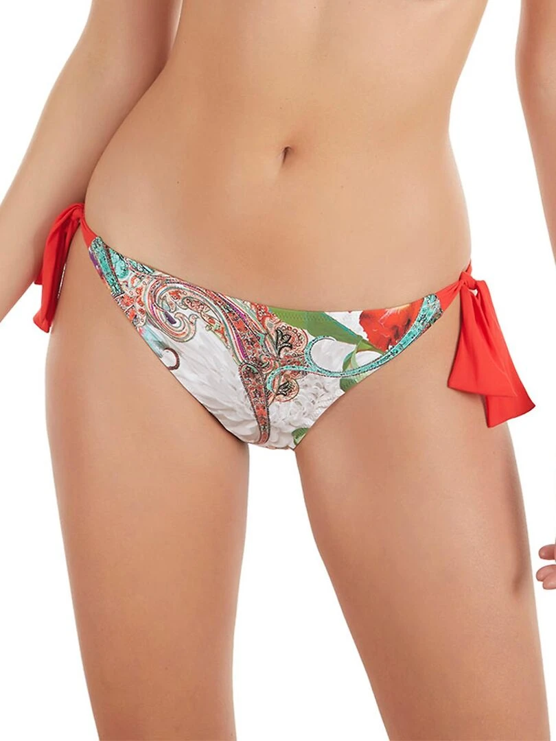 Bas maillot de bain à nouettes taille basse Cachemire blanc Blanc