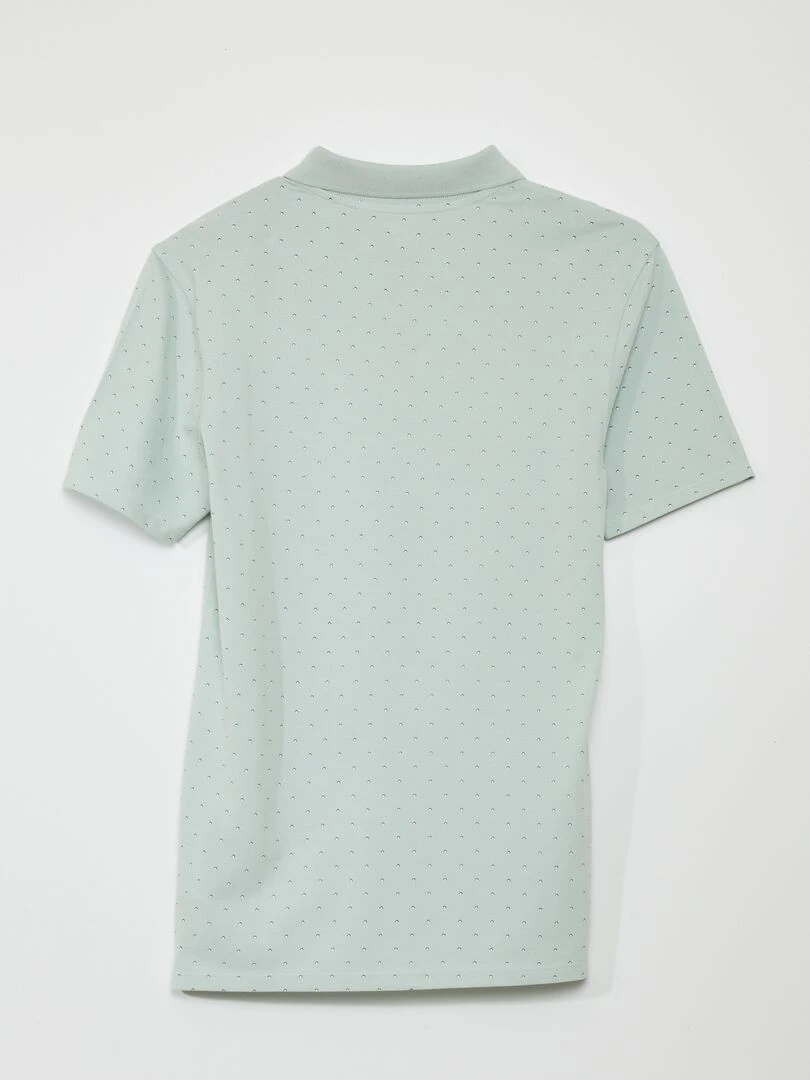 Polo en piqué de coton avec imprimé Vert d'eau