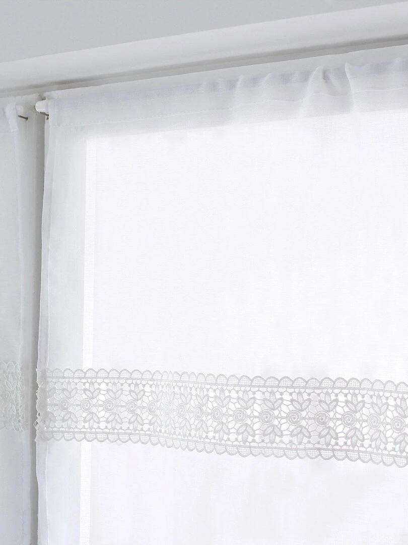 Paire de vitrages doits et galon macramé   Blanc