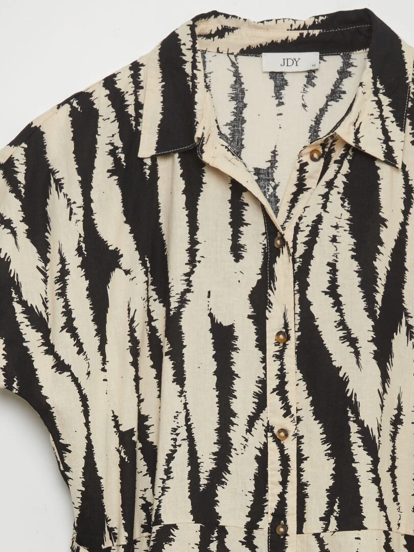 Robe chemise imprimée en lin mélangé 'JDY'   Noir
