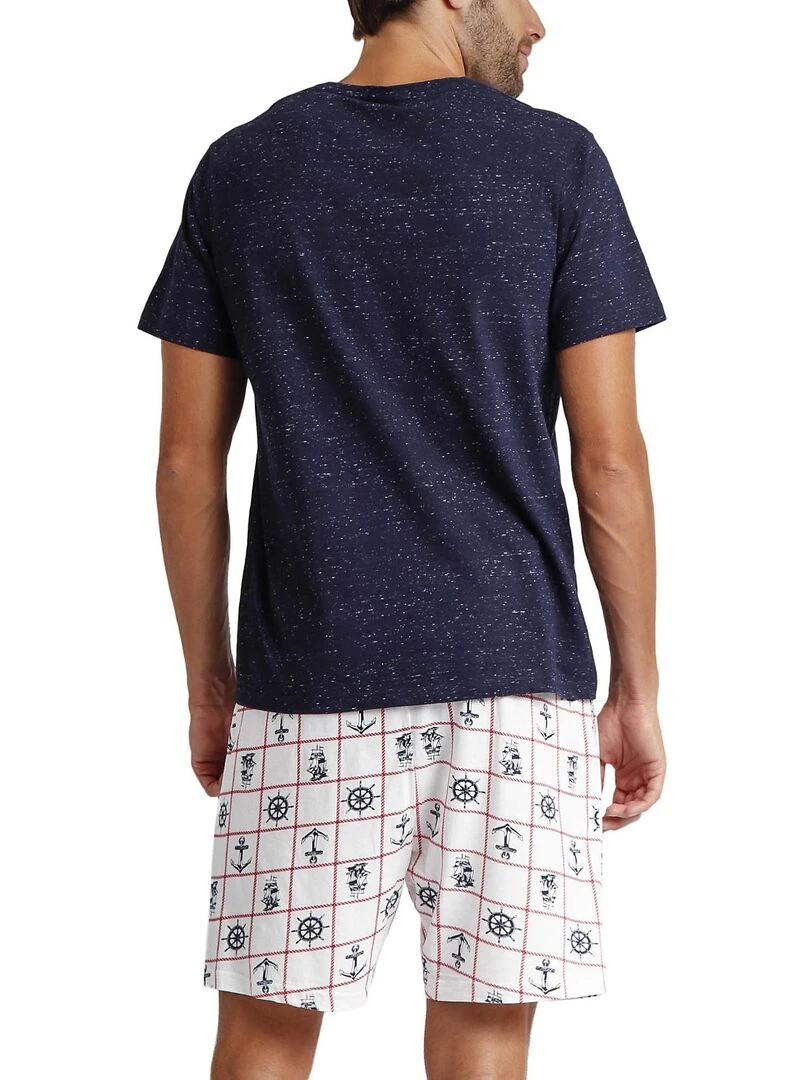 Pyjama short t shirt Sailor Bleu marine