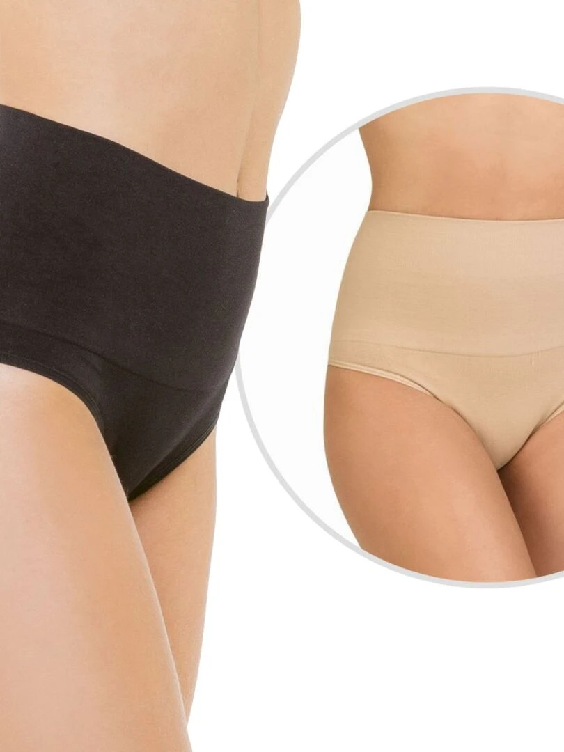 Lot de 2 culottes ceintures sculptantes noir & dune Cellutex Noir Beige