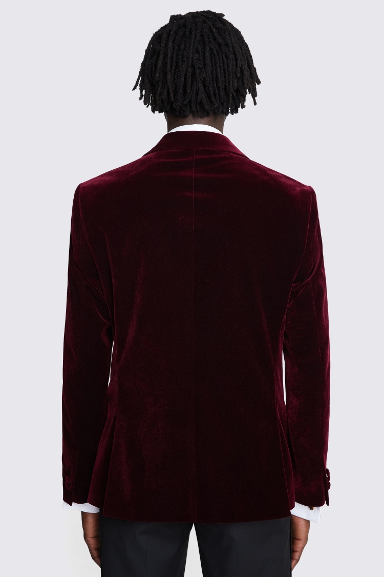 Slim Fit Burgundy Velvet Jacket    Buy Online at Moss