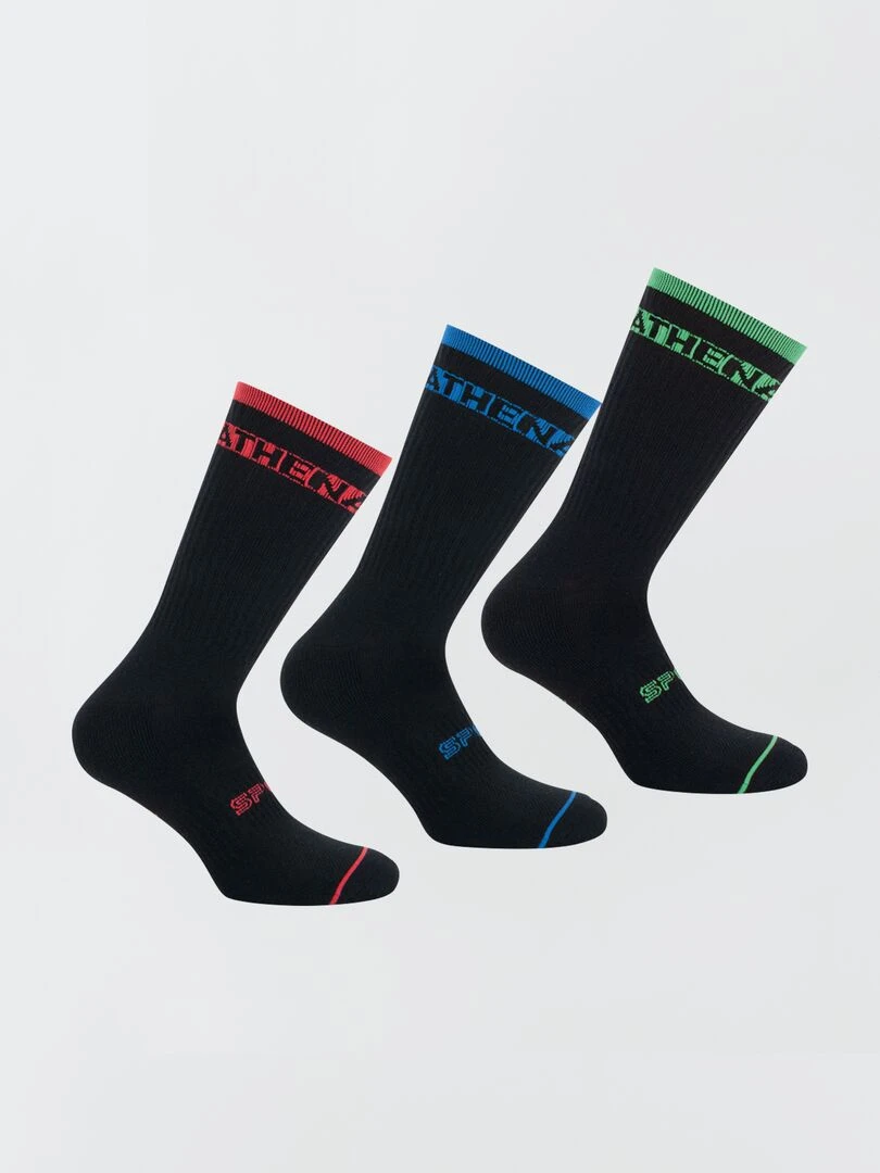 Lot de 3 paires de chaussettes mi hautes 'Athena' Noir