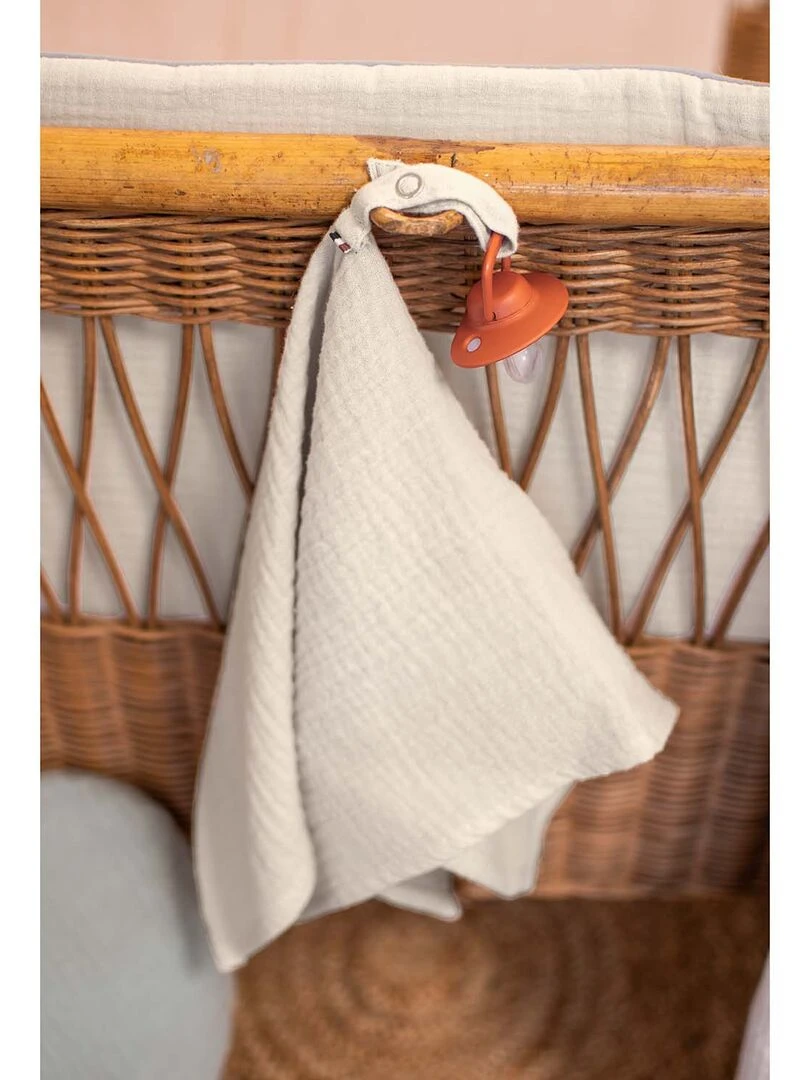 Doudou lange attache tétine en gaze de coton  Jeanne   Vert d'eau