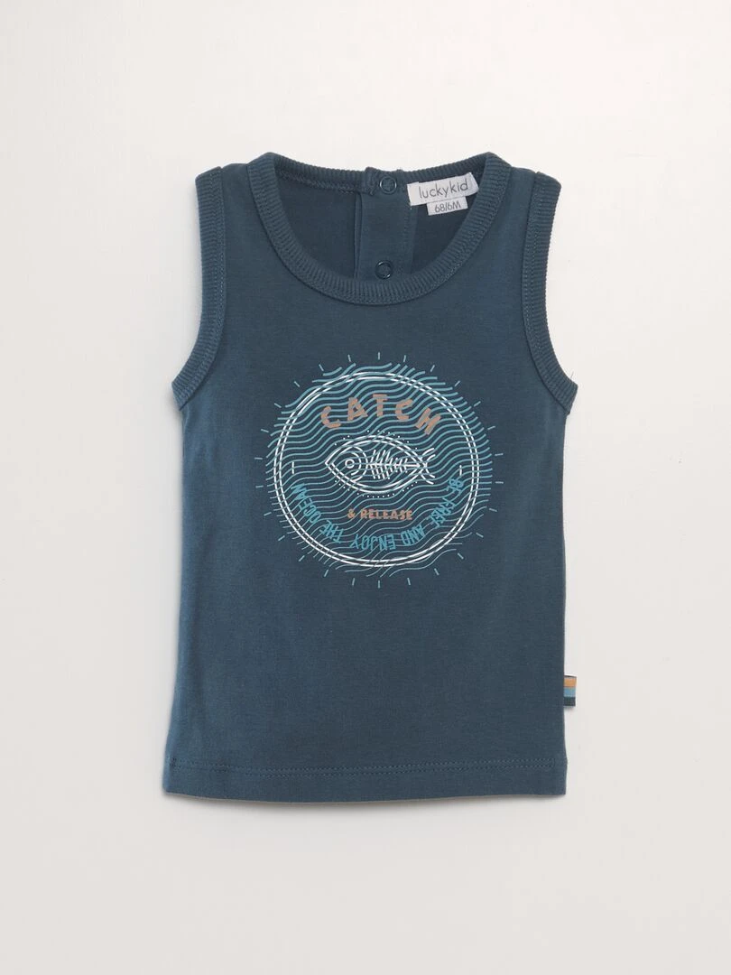 Ensemble débardeur + short imprimé   2 pièces   bleu