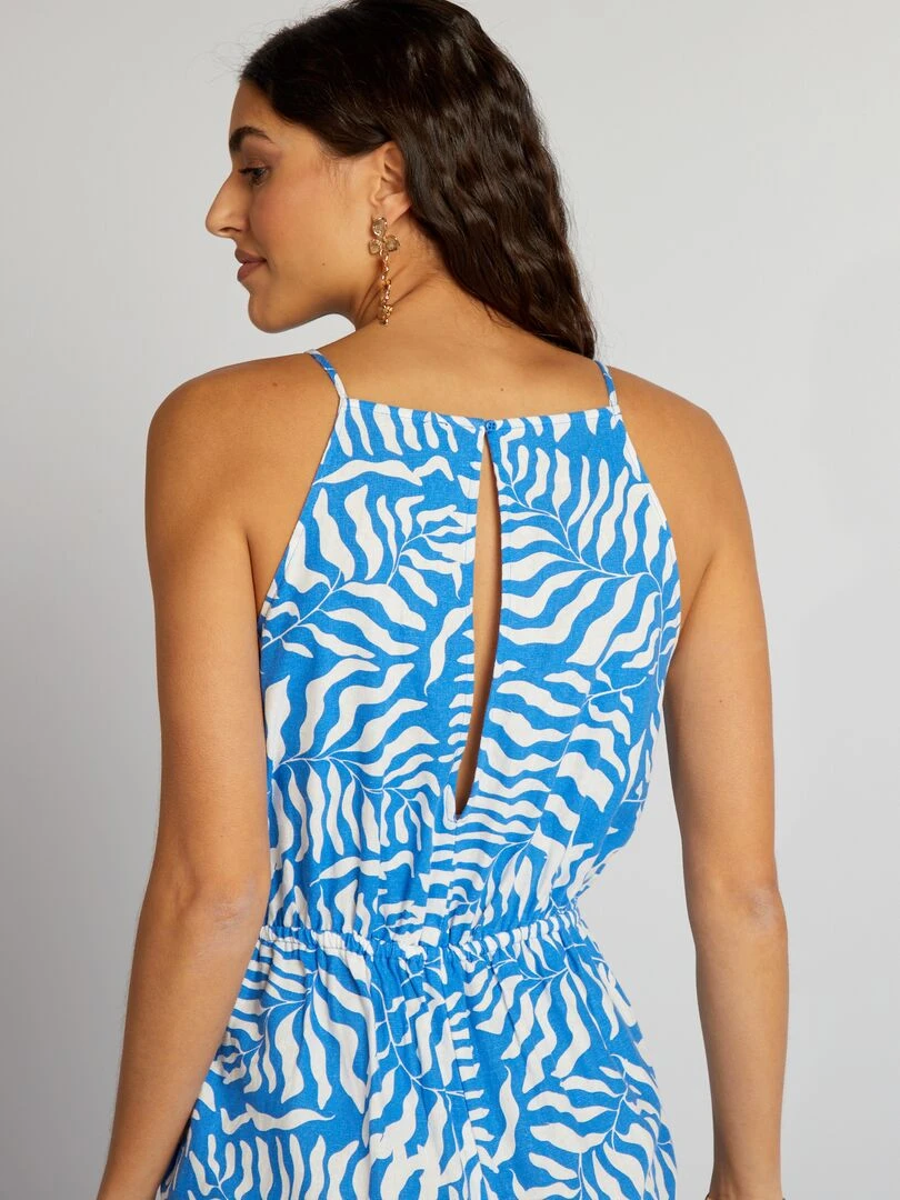 Combinaison en lin imprimée   Bleu