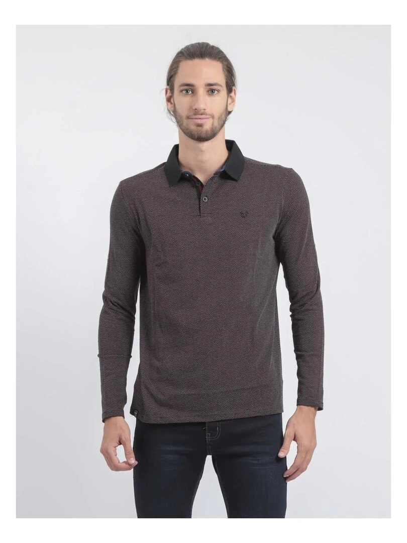Polo manches longues pur coton PRALONG Noir