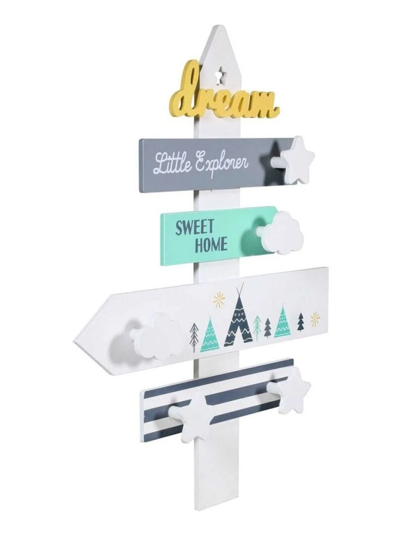 Patère décoration panneau directionnel à accrocher Blanc