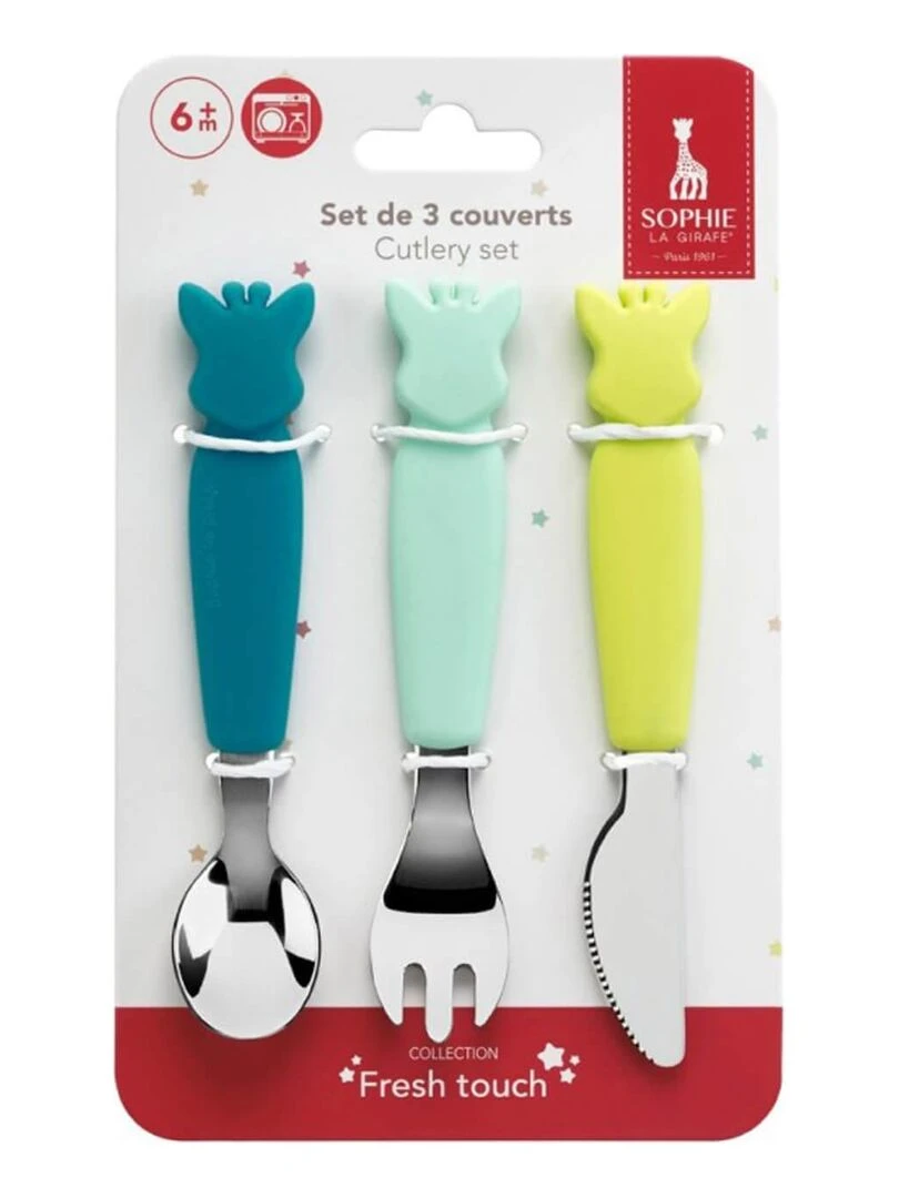Lot de 3 couverts avec manche en silicone Azur N/A