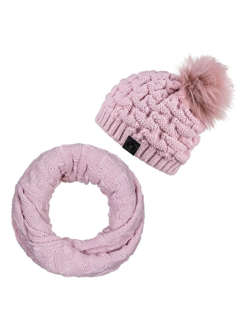 Ensemble Snood Bonnet Wiska Made in UE Rose