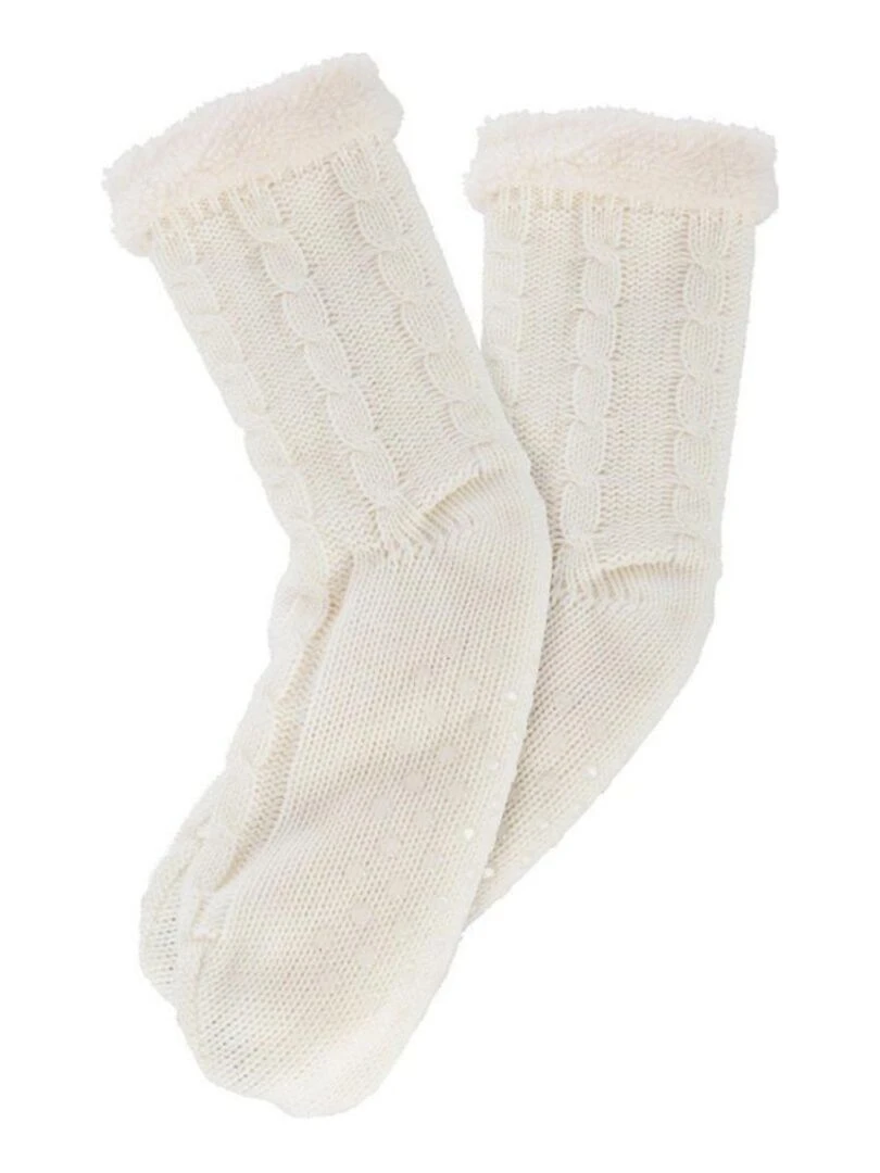 Chaussettes tricot taille unique ivoire Blanc