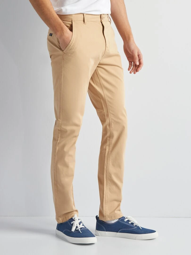 Pantalon chino uni   Beige