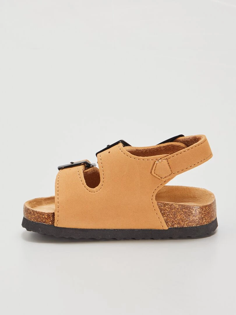 Sandales avec brides à scratch à la cheville   Marron