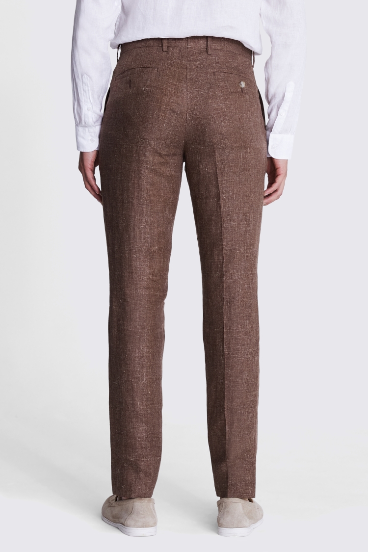 Tailored Fit Rust Linen Trousers Buy Online at Moss