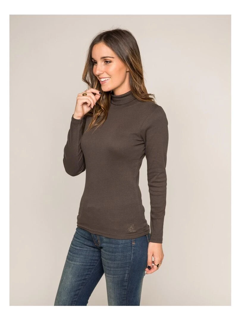 Sous pull col roulé pur coton organique FUSEE Gris foncé